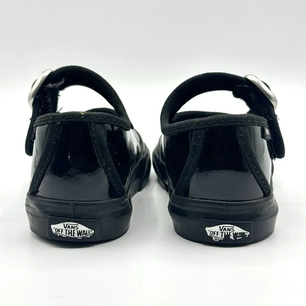 Vans Mary Jane Toddler Size 6 Black Gothic Shine Patent Leather Buckle Shoes